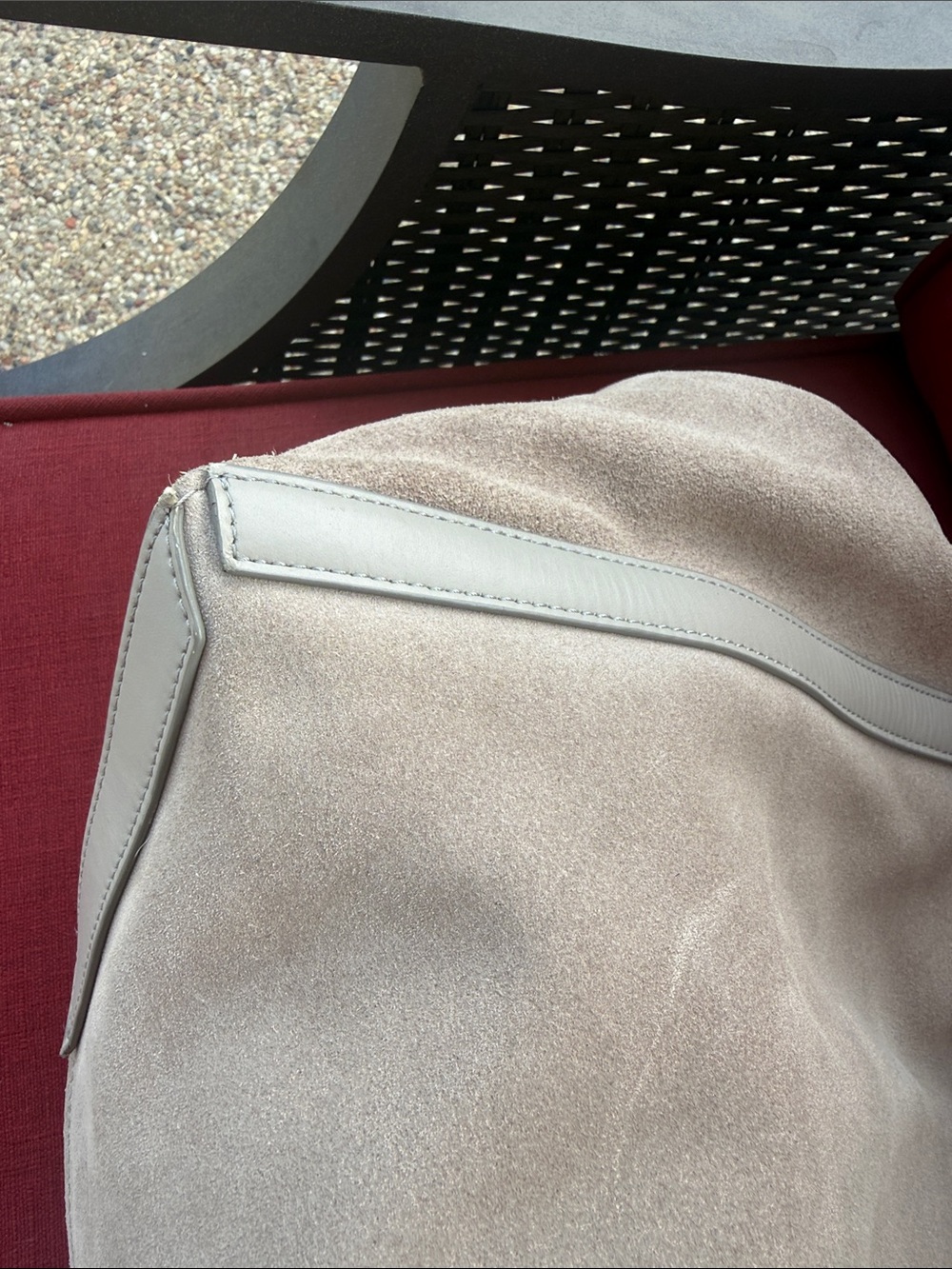 Reiss Taupe Suede Tote with Light Gray Trim - Picture 8 of 16